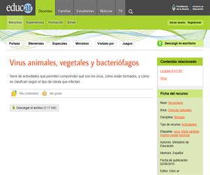 Virus animales, virus vegetales y bacteriófagos