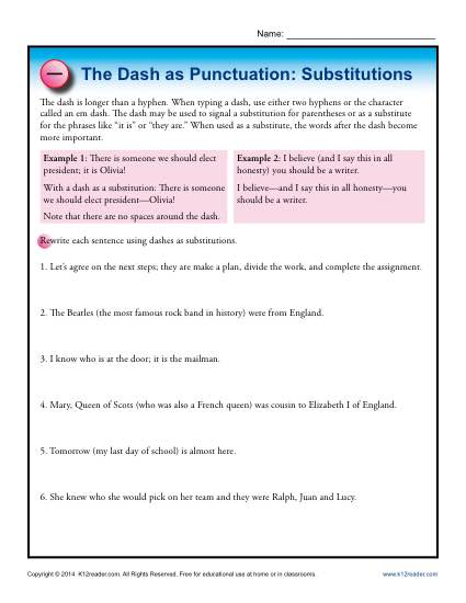 The Dash as Punctuation: Substitutions
