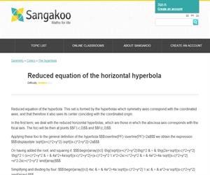 Reduced equation of the horizontal hyperbola