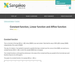 Constant function, Linear function and Affine function