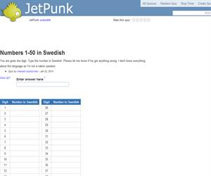 Numbers 1-50 in Swedish