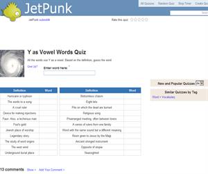 Y as Vowel Words Quiz