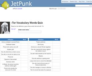 -Tor Vocabulary Words Quiz