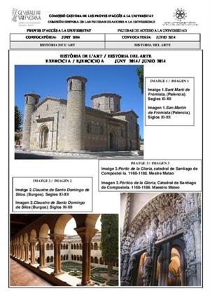 Examen de Selectividad: Historia del arte (Anexos). Comunidad Valenciana. Convocatoria Junio 2014