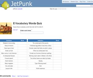 E Vocabulary Words Quiz