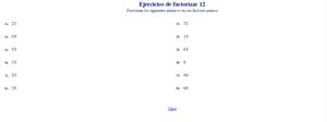 Generador de  ejercicios de factorización (descomposición) en números primos
