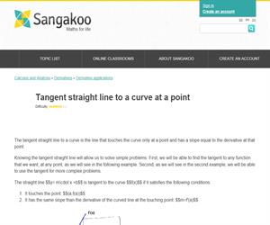 Tangent straight line to a curve at a point