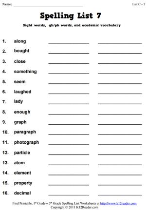 Week 7 Spelling Words (List C-7)
