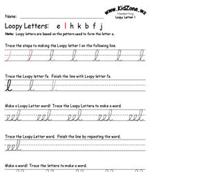 Cursive Handwriting Worksheet for the Letter l (Educarchile)