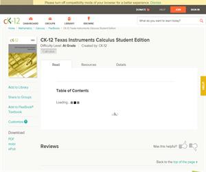 CK-12 Texas Instruments Calculus Student Editio? At grade