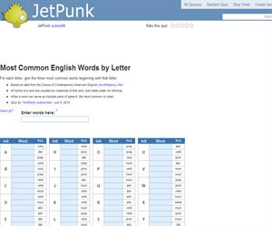 Most Common English Words by Letter