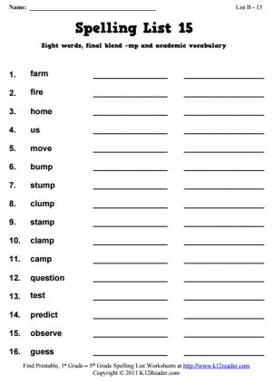 Week 15 Spelling Words (List B-15)
