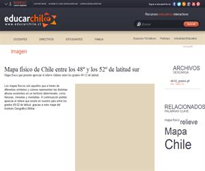 Mapa físico de Chile entre los 49-52 grados de latitud (Educarchile)