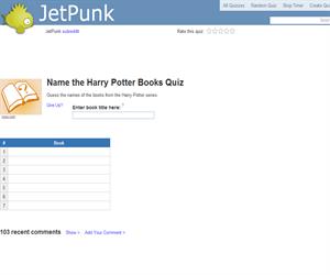 Name the Harry Potter Books Quiz