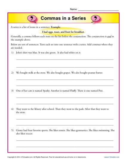commas-in-a-series-worksheets