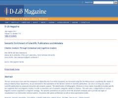 Semantic Enrichment of Scientific Publications and Metadata (D-Lib Magazine)