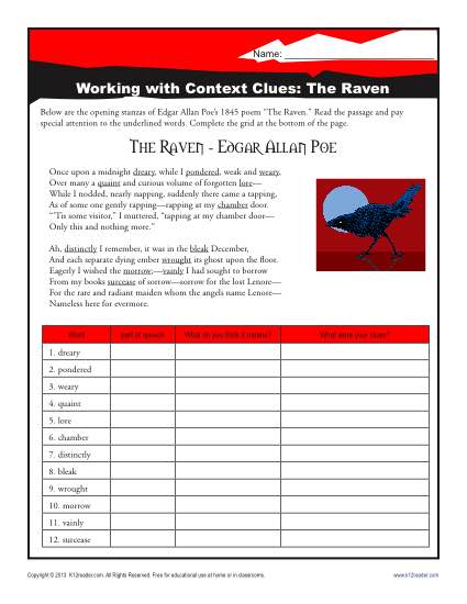 Working with Context Clues: The Raven