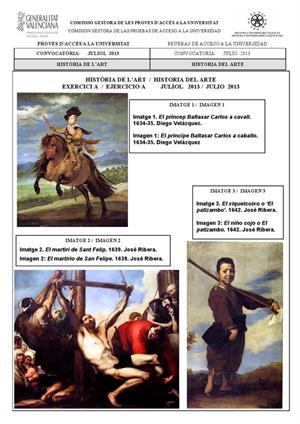 Examen de Selectividad: Historia del arte (anexos). Comunidad Valenciana. Convocatoria Julio 2013