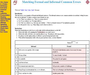 Matching Formal and Informal Common Errors (elc.polyu.edu)