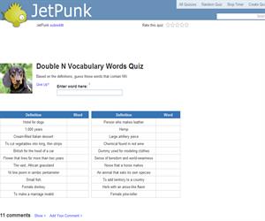 Double N Vocabulary Words Quiz