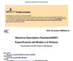 Resource Description Framework (RDF). Especificación del modelo y la sintáxis (español)