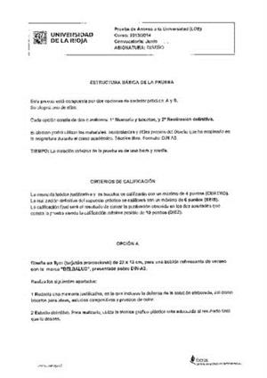 Examen de Selectividad: Diseño. La Rioja. Convocatoria Junio 2014