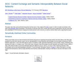 SIOC: Content Exchange and Semantic Interoperability Between Social Networks