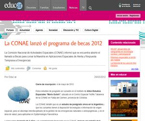 La CONAE lanzó el programa de becas 2012