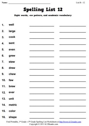 Week 12 Spelling Words (List B-12)