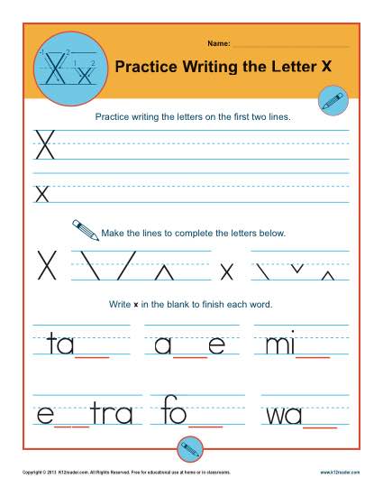 Practice Writing the Letter X