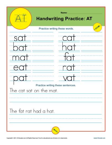 Handwriting Practice: AT
