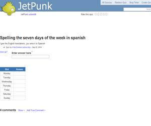 Spelling the seven days of the week in spanish