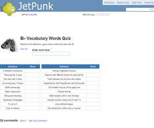 Bi- Vocabulary Words Quiz
