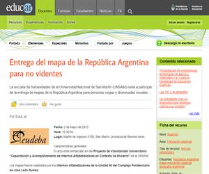 Entrega del mapa de la República Argentina para no videntes