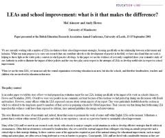 LEAs and school improvement: what is it that makes the difference? | Mel Ainscow and Andy Howes