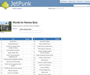 Words for Homes Quiz