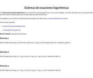 Sistemas de ecuaciones logarítmicas resueltos