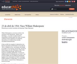 23 de abril de 1564: Nace William Shakespeare, poeta inglés (Educarchile)