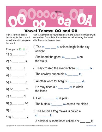 Vowel Teams: OO and OA