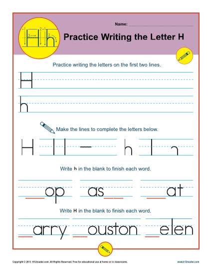 Practice Writing the Letter H