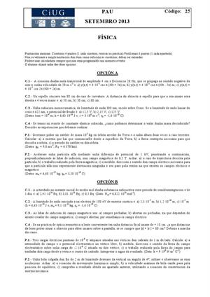 Examen de Selectividad: Física. Galicia. Convocatoria Septiembre 2013
