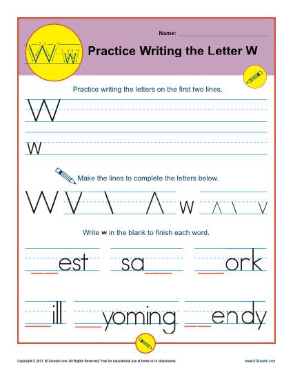 Practice Writing the Letter W