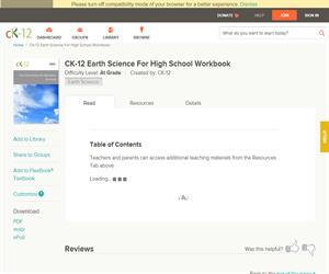 CK-12 Earth Science For High School Workboo? At grade