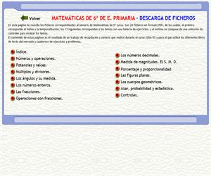 Matemáticas de 6º Curso de E. Primaria. Temario y ejercicios en formato PDF