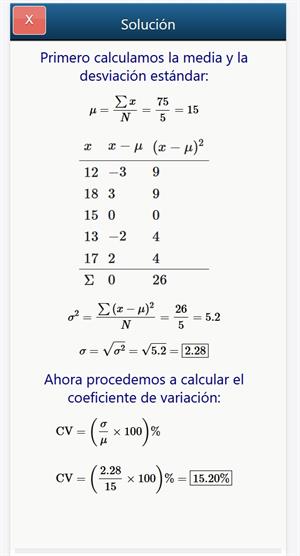 Calculadora de Coeficiente de Variación online