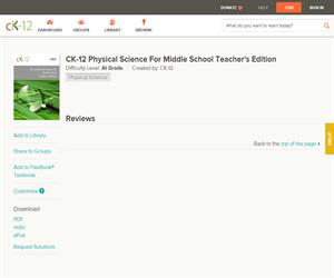 CK-12 Physical Science For Middle School Teacher's Editio? At grade