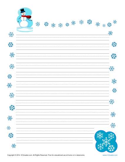 Winter Lined Writing Paper