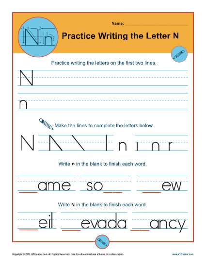 Practice Writing the Letter N