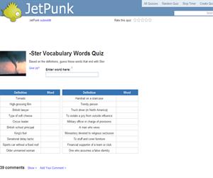-Ster Vocabulary Words Quiz