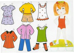 Recortables de muñecas con vestidos y utensilios (Interpeques)